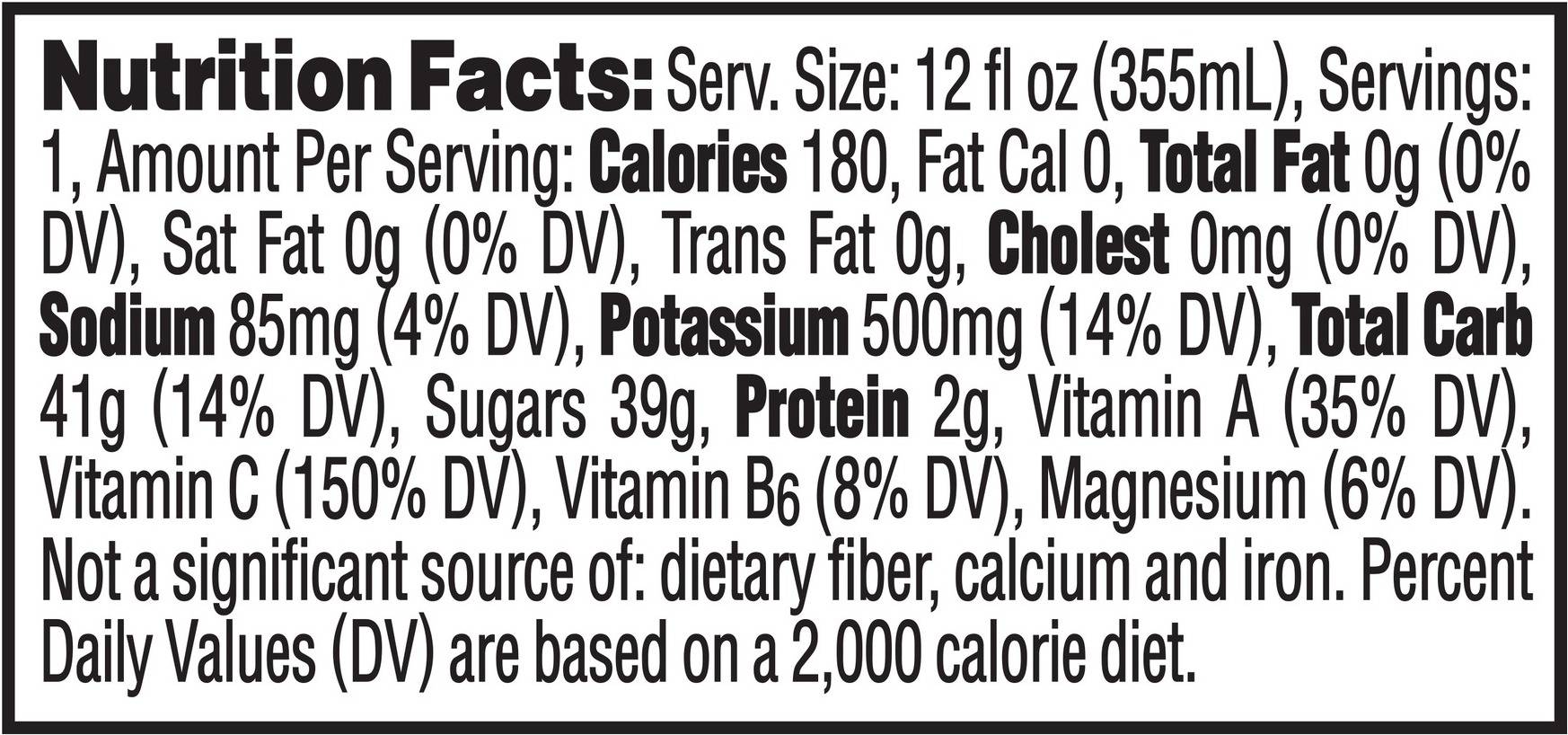 Image describing nutrition information for product Tropicana Farmstand Tropical Green