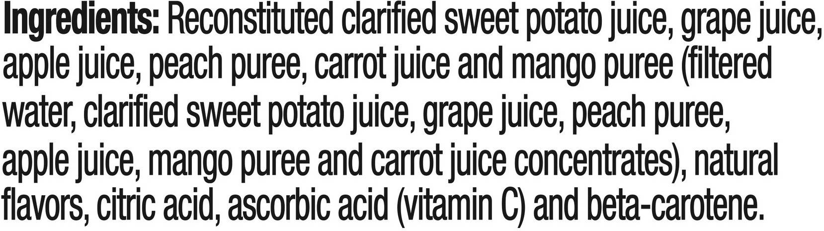 Image describing nutrition information for product Tropicana Farmstand Peach Mango